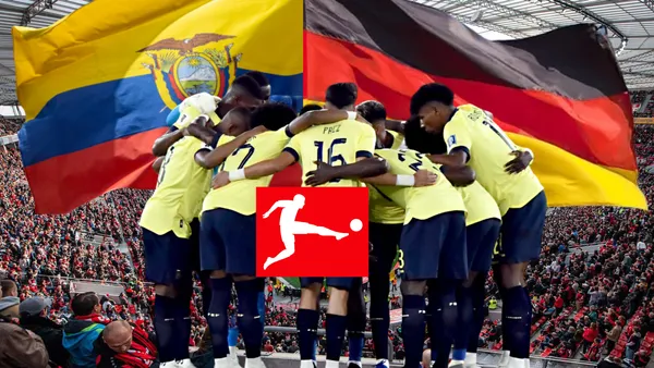Selección Ecuador, banderas Ecuador y Alemania. Foto tomada de: Pes Logos/La Tri/Bayer Leverkusen