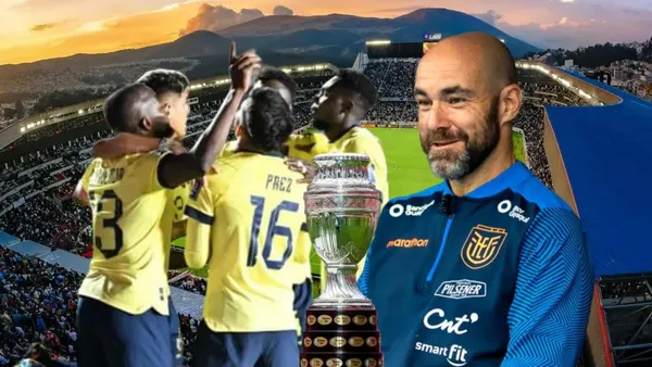 Selección Ecuador celebrando, Félix Sánchez sonriendo. Foto tomada de: La Tri