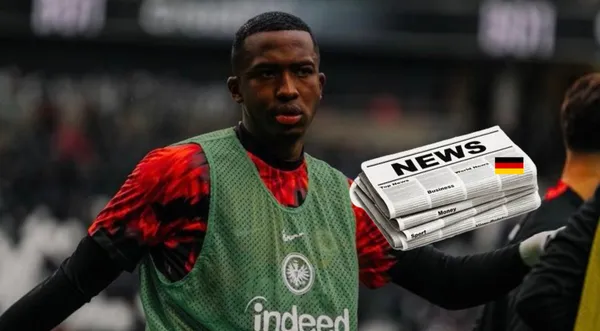 Willian Pacho con el buzo del Eintracht Frankfurt.