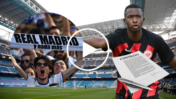 Willian Pacho y los hinchas del Real Madrid en el Santiago Bernabéu (Foto tomada de: Wikipedia/Transfermarkt/AFP/T4 Franquicias)