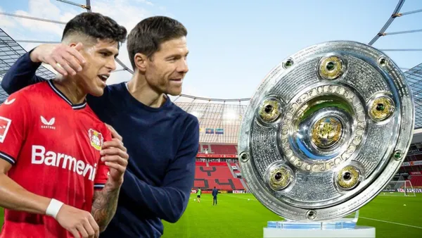 Xabi Alonso y Piero Hincapié en el BayArena (Foto tomada de: Wikipedia/Primicias/América)