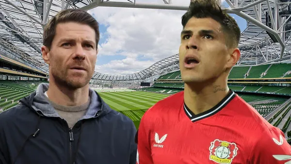 Xabi Alonso y Piero Hincapié en el Estadio Aviva (Foto tomada de: Prembroke/EPA/Reuters)