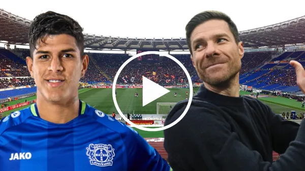 Xabi Alonso y Piero Hincapié en el Stadio Olimpico (Foto tomada de: Wikipedia/Bayer Leverkusen/Primicias)