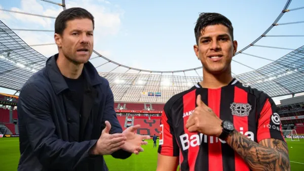 Xabi Alonso y Piero Hincapié (Foto tomada de: Wikipedia/Piero Hincapié/Xabi Alonso)