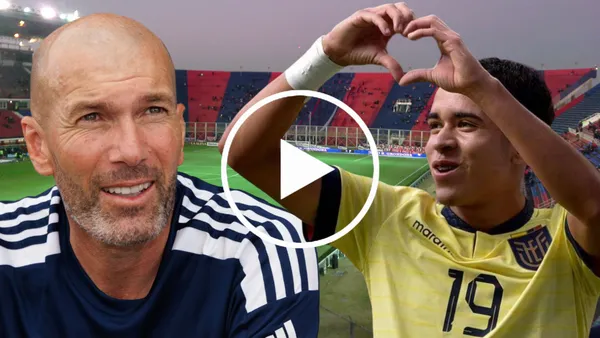 Zinedine Zidane y Kendry Páez en el Estadio Pedro Bidegain (Foto tomada de: Wikipedia/Kendry Páez/Fichajes)