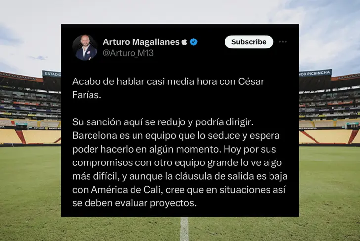 Arturo Magallanes sobre la posible llegada de César Farías a Barcelona SC