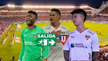 Alexander Domínguez gritando, Alex Arce, Gabriel Villamil serio. Foto tomada de: Liga de Quito