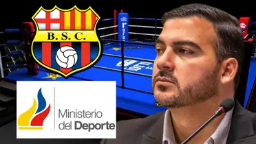 Antonio Álvarez en un ring de boxeo (Foto tomada de: Clinch/Barcelona SC/Ministerio del Deporte/Wikipedia)