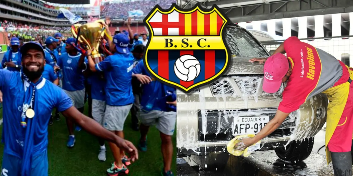 El jugador tocó el cielo con las manos con Emelec, siendo tricampeón, y le pintó la cara a Barcelona SC, ahora lava carros