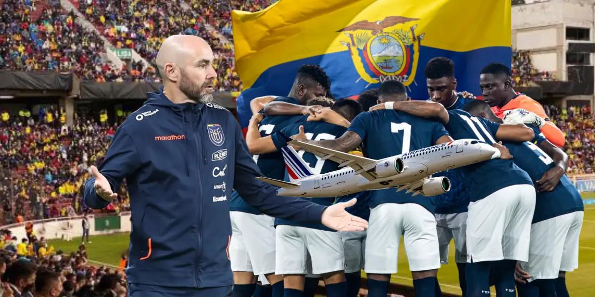 Félix Sánchez sorprendido, Selección Ecuador, avión. Foto tomada de: La Tri/ESPN