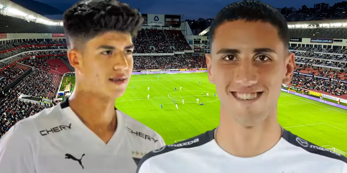 Gabriel Villamíl y Santiago Scotto en el Estadio Rodrigo Paz Delgado (Foto tomada de: Primicias/Liga de Quito)