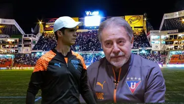 Josep Alcácer serio, Isaac Álvarez enojado. Foto tomada de Liga de Quito