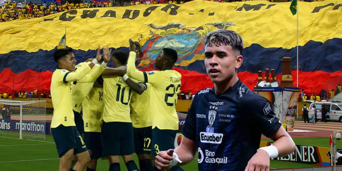 Kendry Páez viendo el festejo de jugadores de la Selección de Ecuador