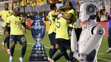 Selección Ecuatoriana festejando junto a la Copa América (Foto tomada de: La Tri/JVS/AFP)