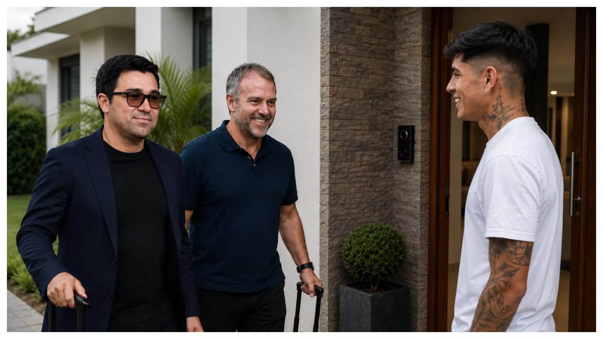 Piero Hincapié reuniéndose con la gente del Barcelona