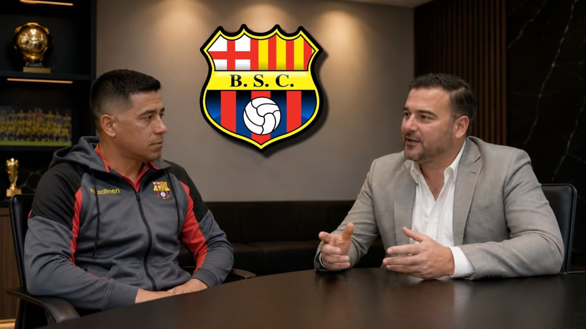 Cesar Farías y el presidente de Barcelona SC