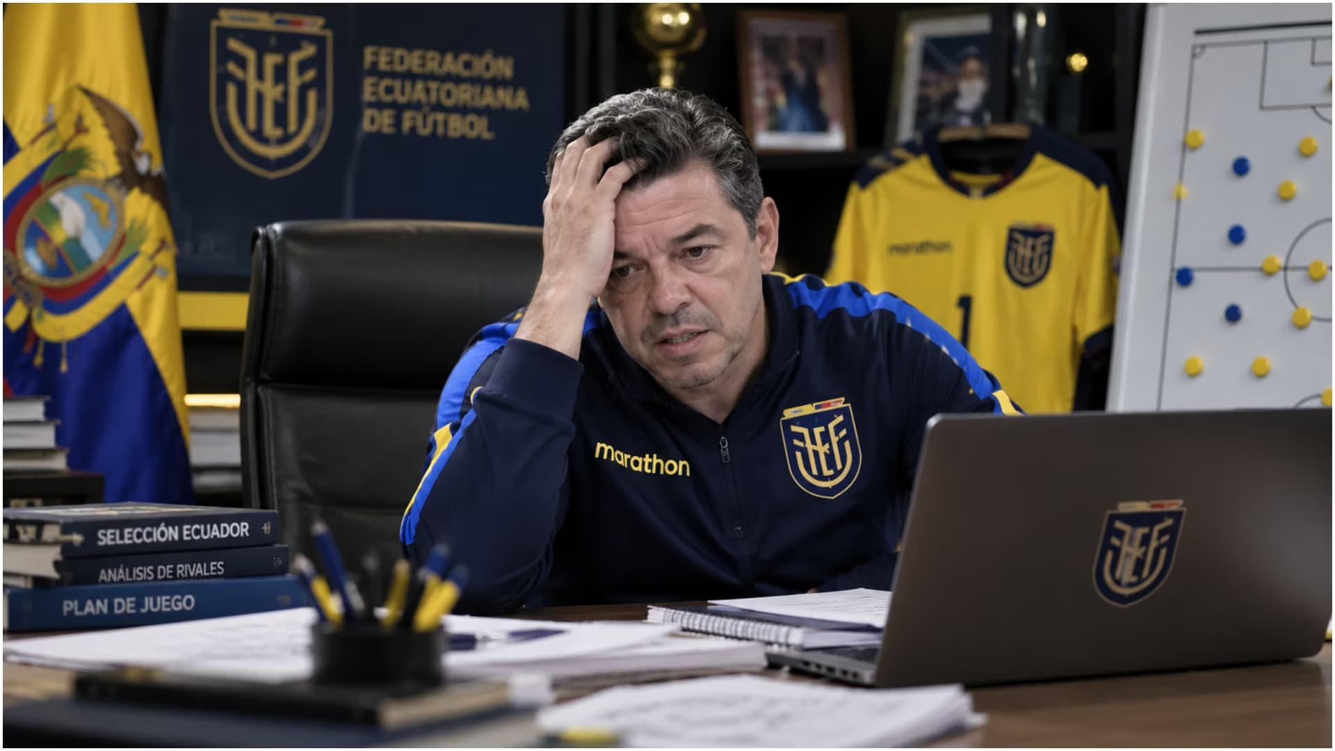 Marcelo Gallardo en su oficina