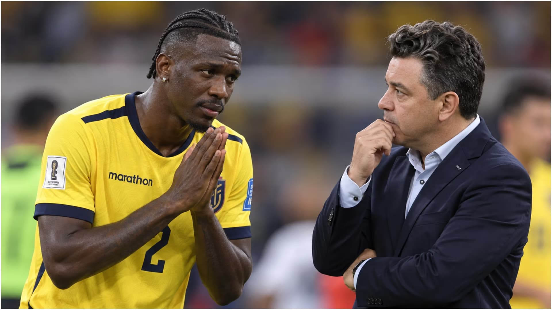 Jackson Porozo pidiendo perdón a Marcelo Gallardo