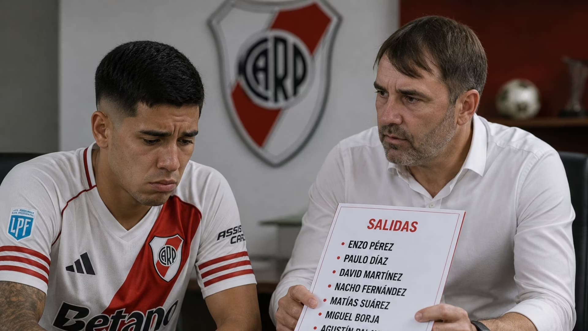Kendry Páez con Coudet en su oficina
