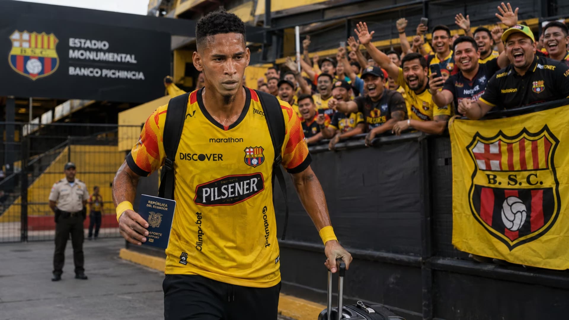 Jandry Gomez saliendo de Barcelona SC