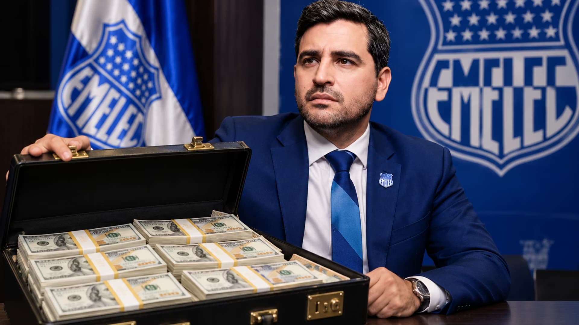José David Jiménez con un maletín de lleno de dólares