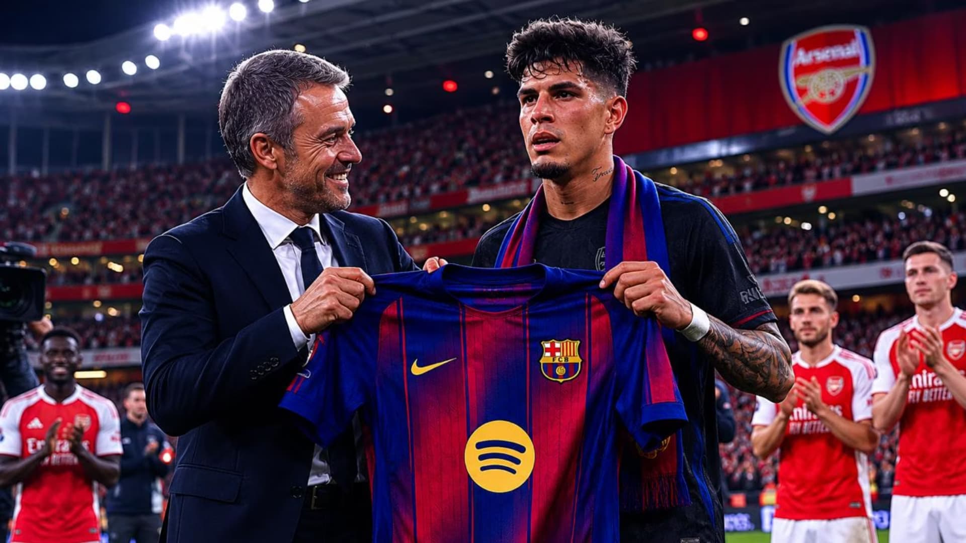 Piero Hincapié posando con la camiseta del Barcelona