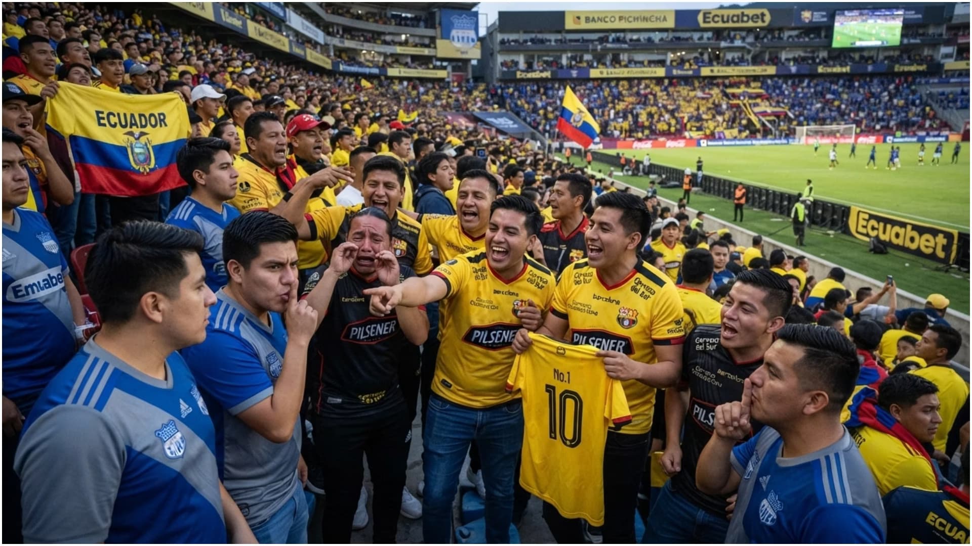 Los hinchas de Barcelona SC burlándose de Emelec