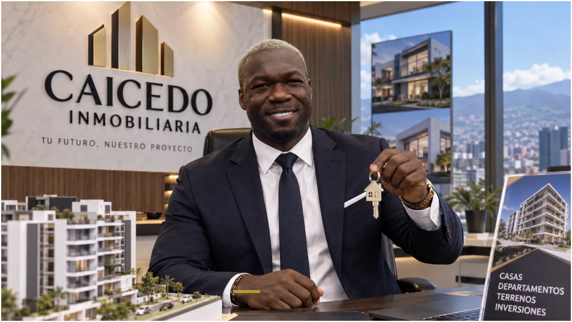 Felipe Caicedo como dueño de una empresa inmobiliaria