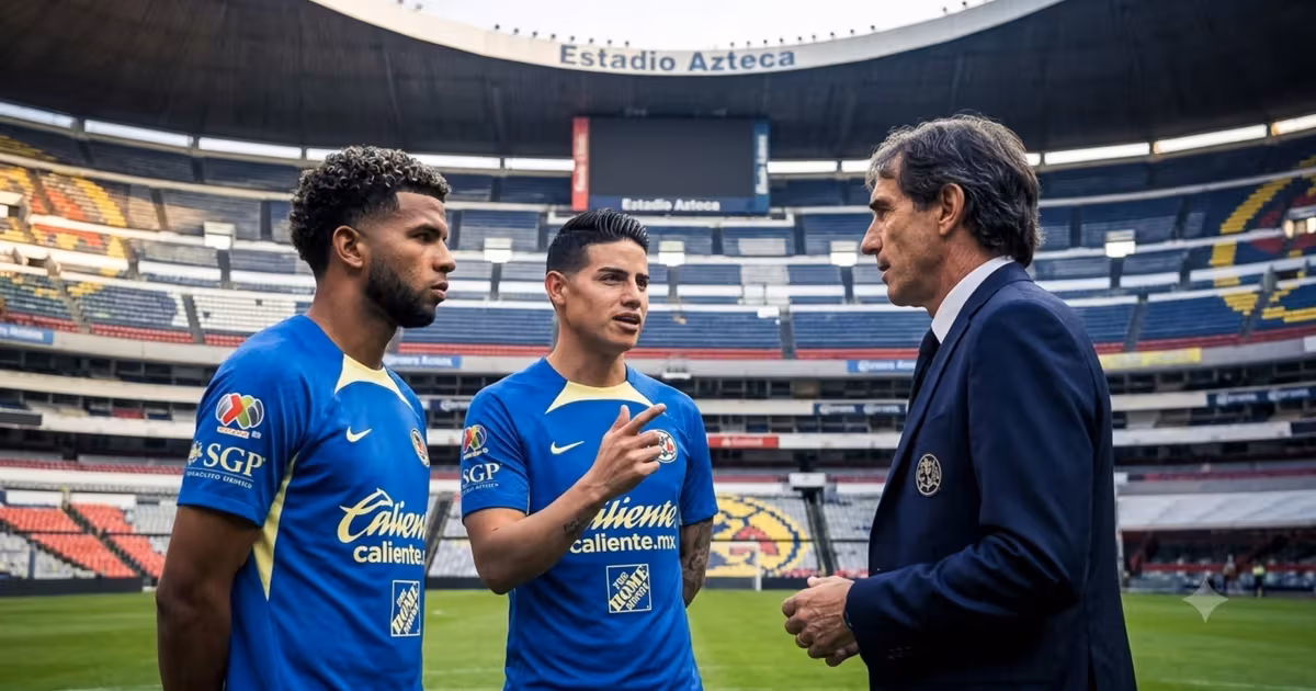Pedro Vite, James Rodríguez y Guillermo Almada conversando