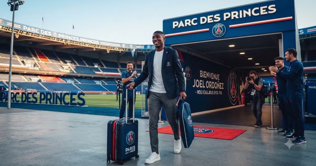 Joel Ordónez llegando al PSG