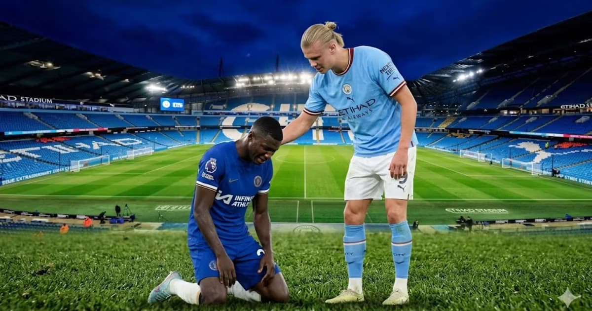 Moisés Caicedo y Erling Haaland