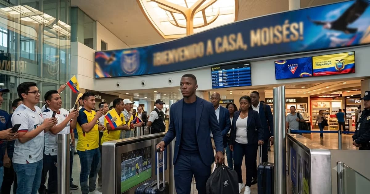 Moisés Caicedo llegando a Ecuador