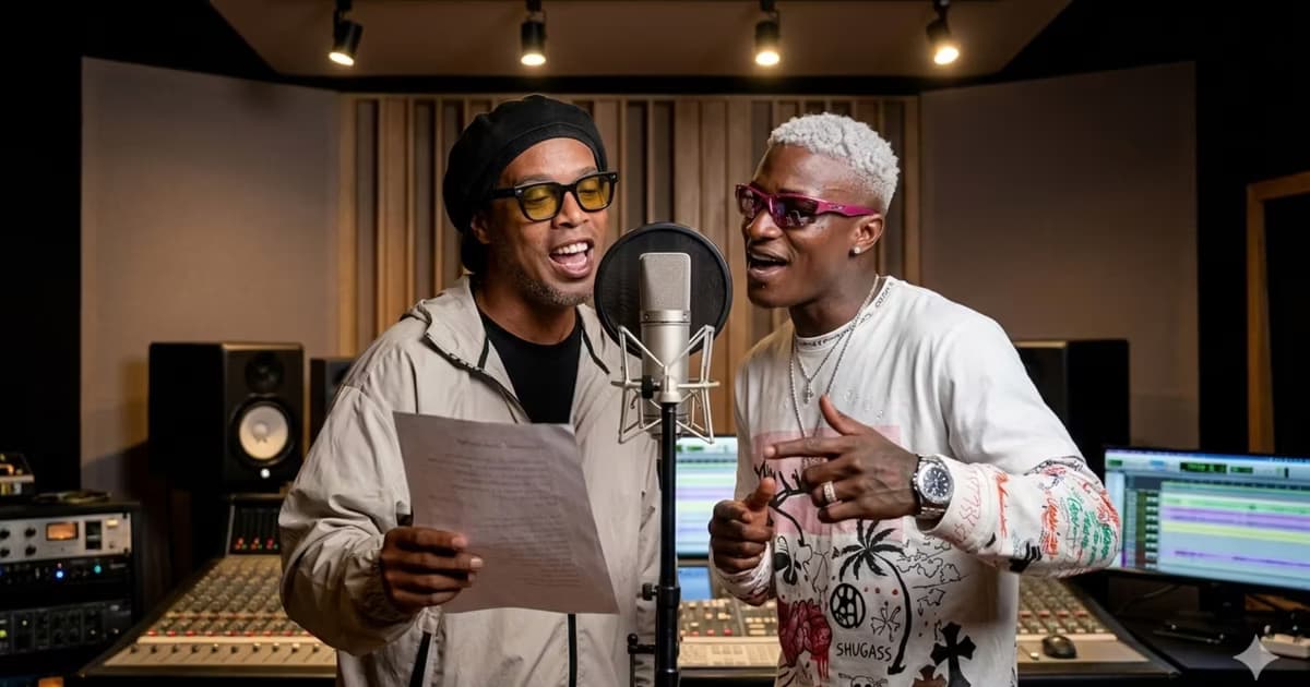 Ronaldinho y Alex-x Krack grabando música