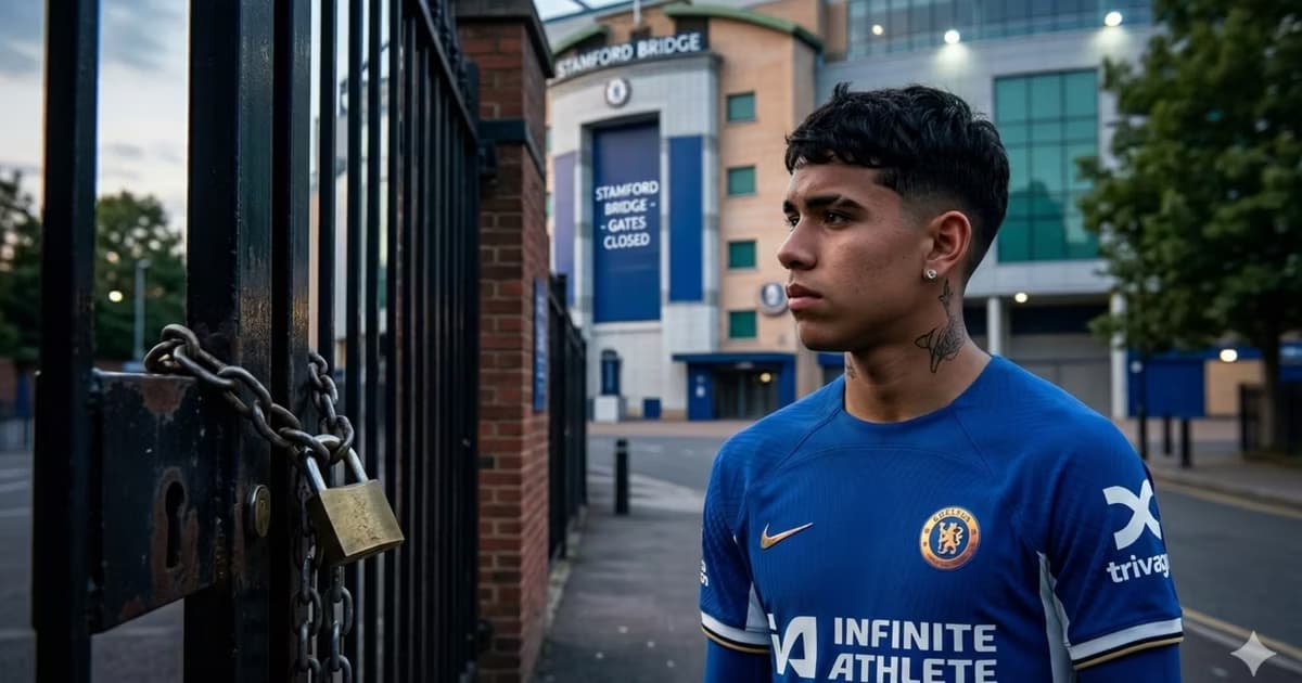 Kendry Páez fuera del estadio del Chelsea
