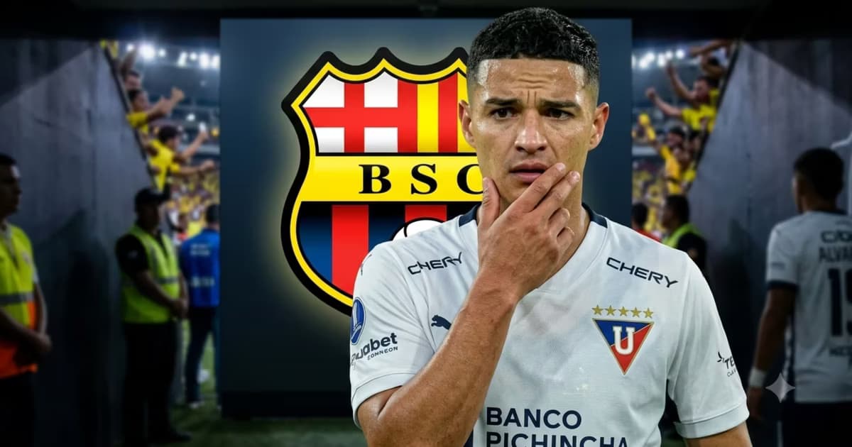 Alexander Alvarado y el escudo de Barcelona SC por detrás