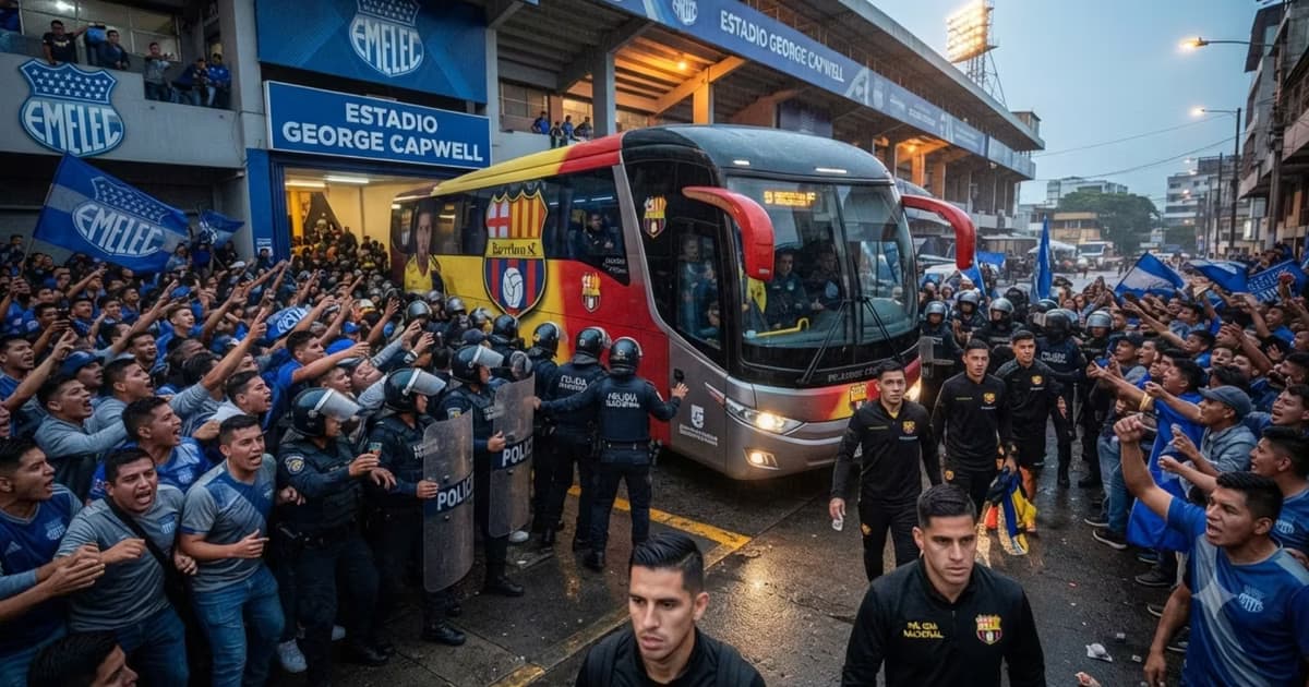 El plantel de Barcelona SC saliendo del Capwell
