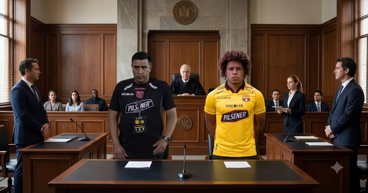 Erick Mendoza y César Farías delante de un juez