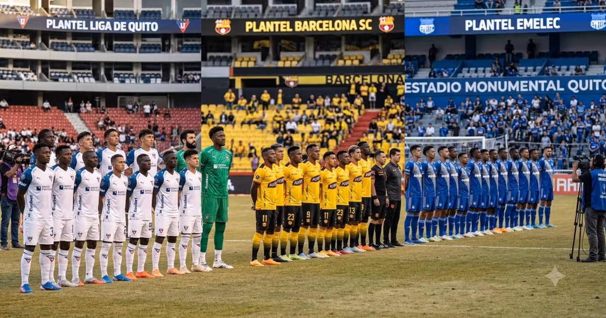 Los planteles de Liga de Quito, Emelec y Barcelona SC