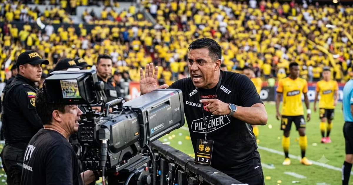 César Farías enojado con la cámara de transmisión