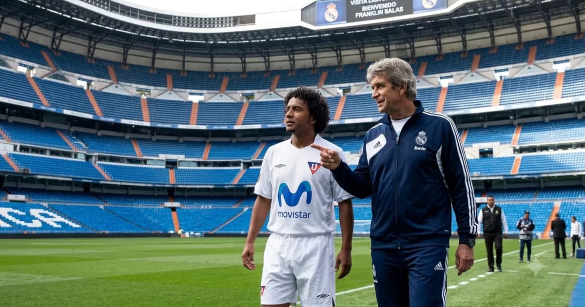 Franklin Salas y Manuel Pellegrini en el Bernabeu