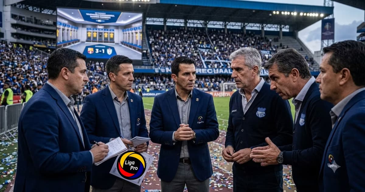 Dirigentes de LigaPro y Emelec