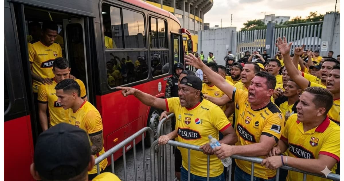 Los hinchas de Barcelona gritando a sus jugadores