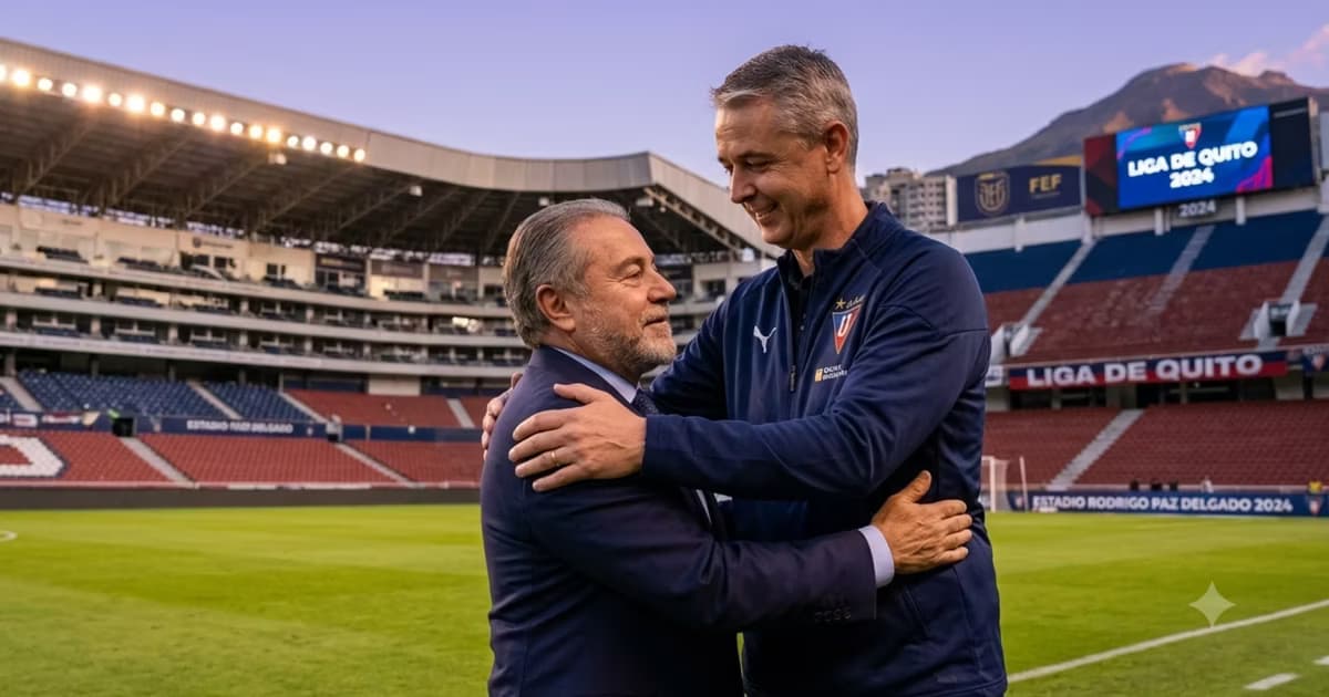Isaac Alvarez y Tiago Nunes en LDU