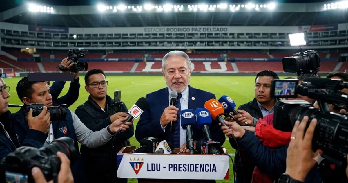 Isaac Alvarez hablando ante los medios