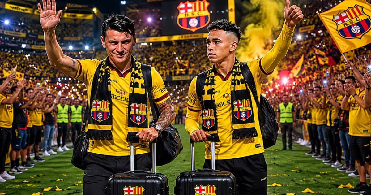 Jugadores despidiéndose de Barcelona SC