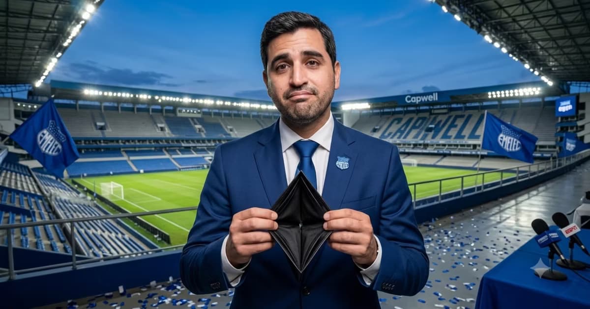 El presidente de Emelec mostrando su billetera