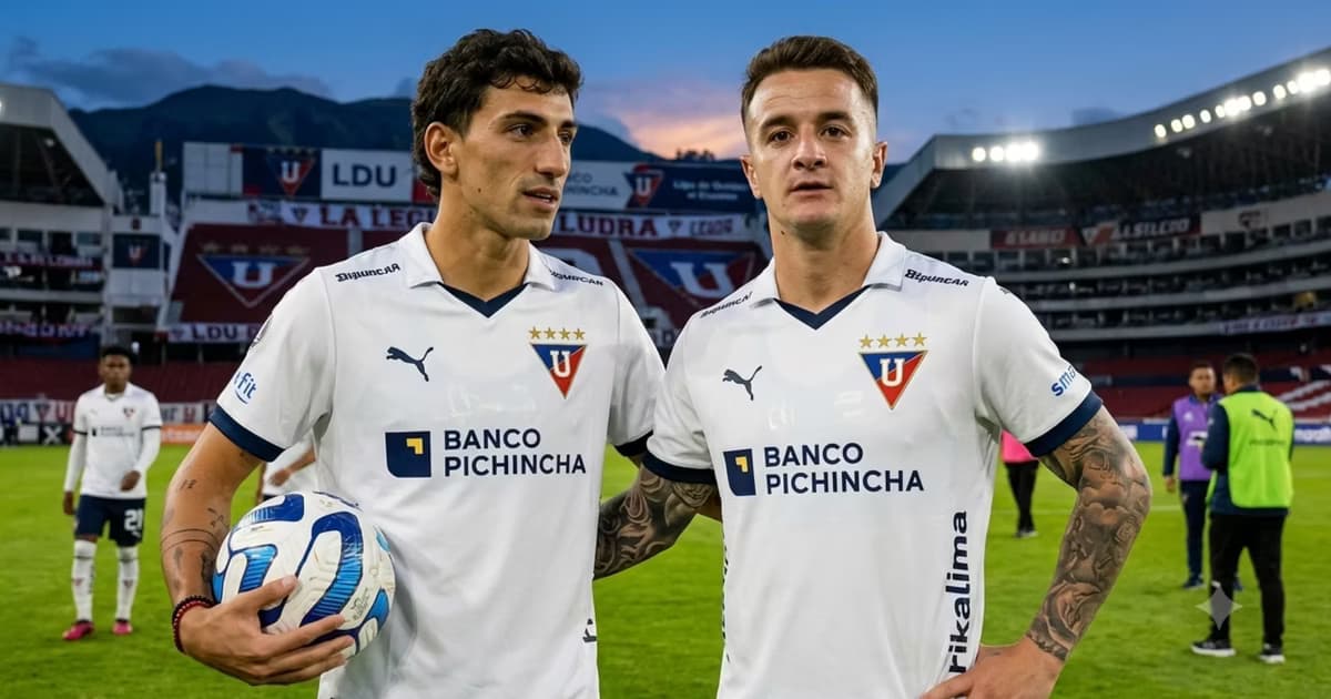 Justo Giani y Franco Calderón en LDU