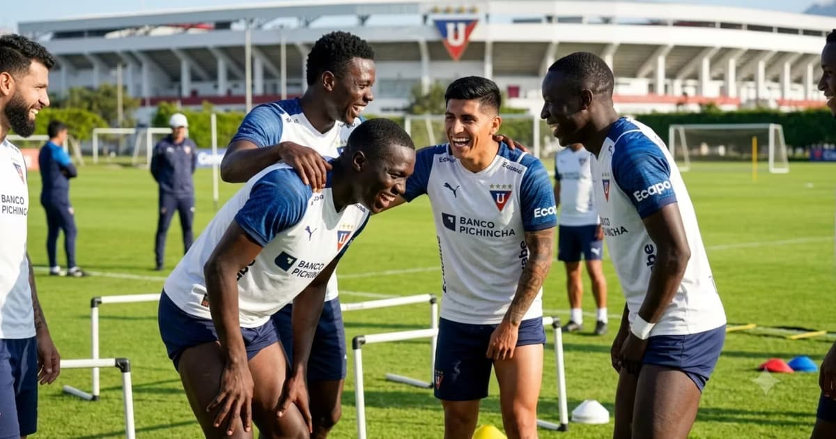 Los jugadores de LDU riéndose