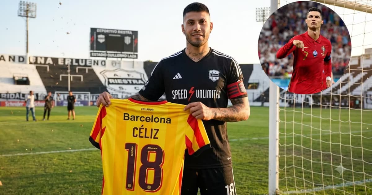 Milton Céliz con la camiseta de Barcelona SC en las manos