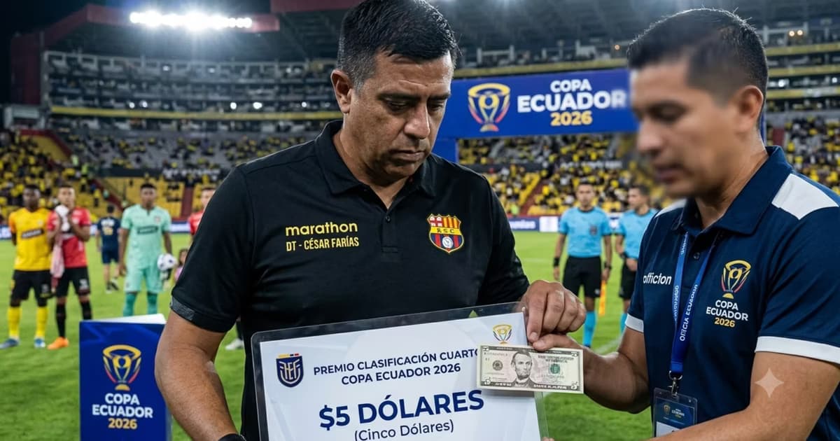 César Farías recibiendo el premio de la Copa Ecuador